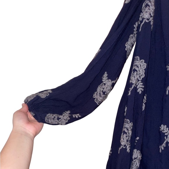 Free People Embroidered Austin Dress in Navy Blue - Picture 5 of 8